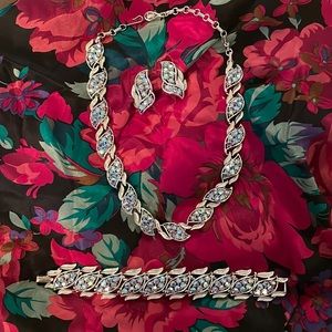 Vintage Signed Coro AB Rhinestone Full  Parure WOW!!